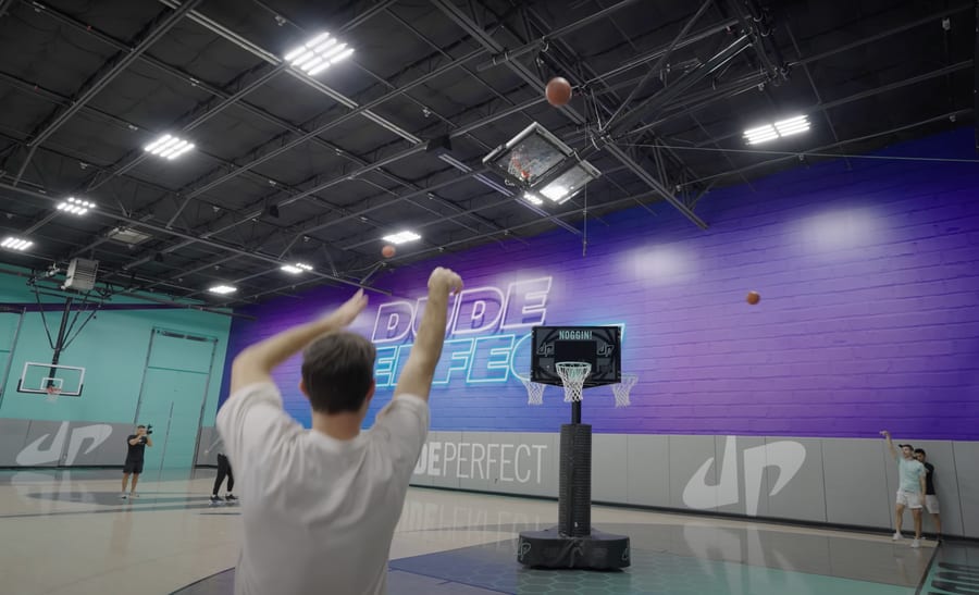 Dude Perfect gym featuring 360 Hoops